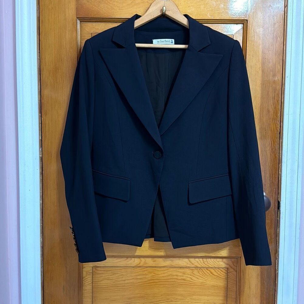 A. Garfield Navy Blue One Button Women’s Blazer Jacket Size 2